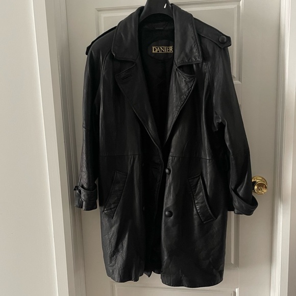 DANIER Genuine Leather Trench-coat US Size L - Picture 2 of 5